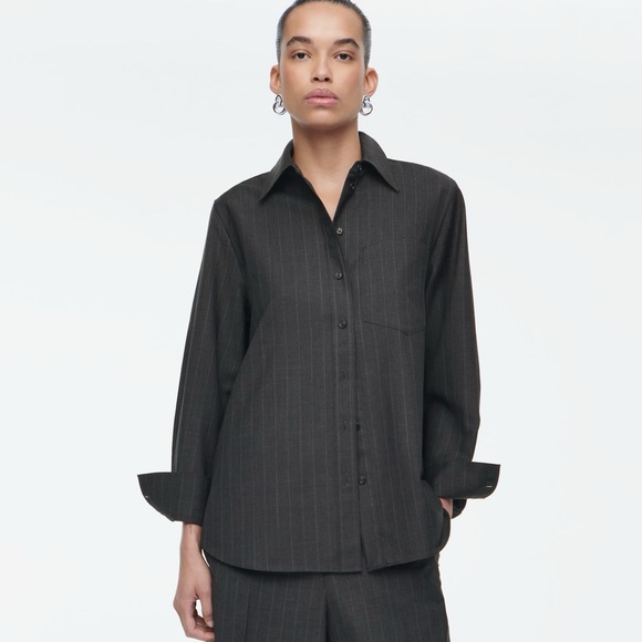 COS Tops - COS Charcoal Pinstripe wool Shirt